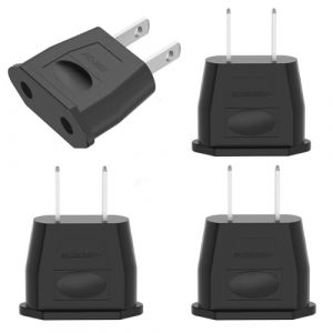 4 Pièces Adaptateur Prise USA de Voyage, France vers US Adapter, Adaptateur USA Prise Allemagne, Prise de Voyage UE vers US Prise Allemagne/Europe Amérique/Canada/Mexique Noir(D) (Timier, neuf)