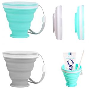 pcsfoe 2 Pièces Gobelet Pliable,Verre Pliable,Tasse Pliable,Gobelet Retractable,Gobelet Pliable Avec Couvercle, Convient Pour L'eau, Les Jus, Le Camping, L'alpinisme, Le Pique-Nique, La Plage (ceq008808, neuf)
