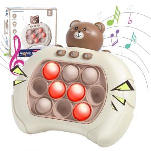 Console De Jeu Quick Push Bubbles,Jeu Fidget électronique,Puzzle Pop It Game Machine,Push Pop Bubble Sensory Fidget Toy,Sensory Fidget Toys for Kids,Machine Jeu Puzzle-Pop (Ours) (DAJIDALI-DE, neuf)