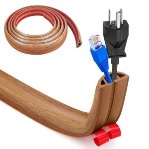 Cache Cable Sol, Petit Canal de Câble Flexible, 3.0M x 3cm Protege Cable Sol, Goulotte Passe Cable Sol Silicone, Cache Fil Électrique Sol Auto-Adhésif pour Tous Les Câbles (Grain de Bois Jaune) (HengRongSh-EU, neuf)
