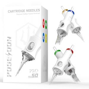POSEIDON Aiguilles Cartouches Tatouage Professionnelles Lot de 50 | 10 Tailles (Round Liner Shader Magnum) | 3RL/5RL/7RL/9RL/9RM/11RM/15RM/7M1(#10), 5RS/9RS(#12) | Compatibles Toutes Machines (UP Tattoo Supply, neuf)