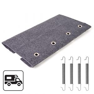 Tapis de Sol pour marchepied de Camping-Car, 46 x 46 cm, en Gris, Taille réglable, Fixation par Ressort de Tension, pour marches de Caravane électriques et manuelles, Tapis de Camping (Your Day Mate, neuf)