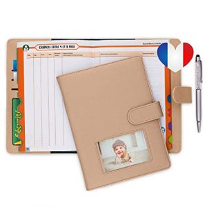 Protege carnet de sante bebe enfant personnalise avec STYLO | Couverture carnet | Pochette ordonnance et carte vitale | BONUS autocollants | Coffret cadeau naissance original (Babee land, neuf)