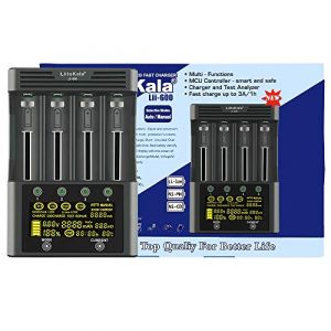 Chargeur de Batterie 18650 LiitoKala Lii-600 avec Ecran Tactile LCD, Chargeur de Batterie Rapide &agrave; Quatre Emplacements Inclus Adaptateur 12V5A pour Li-ION/Ni-MH/Ni-CD 14500 21700 AA AAA etc (LOLOJOY LTD, neuf)