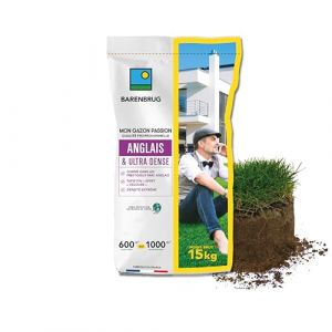 BARENBRUG - Gazon Anglais et Ultra dense - Aspect Prestigieux Parcs Anglais - Tapis Dense Effet velours - Densit&eacute; Extr&ecirc;me - Faible Production de D&eacute;chets de Tonte - Fabriqu&eacute; en France - 15KG (Barenbrug, neuf)