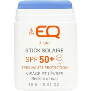 EQ | Stick solaire Visage Bio - Bleu - Très Haute protection SPF50+ - 10g - Pour Sportifs et Enfants - Résistant à l'eau - Filtres Minéraux - Respecte le milieu Marin - Fabriqué en France (EQ Love, neuf)