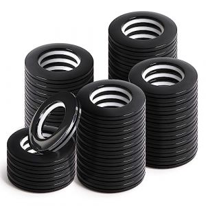 WCIC Anneaux de Rideaux 40mm en Plastique - 48 Pi&egrave;ces Noires pour Tringle &agrave; Rideaux - Anneaux d'Oeillet pour Bricolage et Fen&ecirc;tre (whose, neuf)