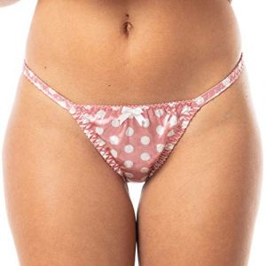 Satini Mesdames Belle Satin à Pois Culotte Bikini (Rose Clair - Pois, XL) (BlackButterfly Clothing, neuf)