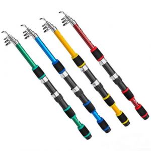 YJDOORPLAY Canne &agrave; p&ecirc;che t&eacute;lescopique en fibre de carbone - 1,8 m - Canne pliable pour p&ecirc;che en eau douce et sal&eacute;e - Rouge (luckymore, neuf)