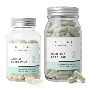D-LAB Duo Nutrition Capillaire | 3 Mois de Compl&eacute;ment Alimentaire Cheveux | Vitamines Vegan pour Revitalisation, Croissance et Renforcement avec Absolu de K&eacute;ratine et Complexe de Pousse (Dd64, neuf)