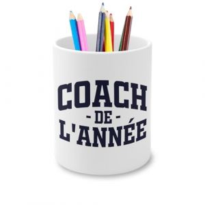 Fabulous Pot &agrave; Crayon en C&eacute;ramique - Coach de l'ann&eacute;e Sport Foot Basket Rugby Handball - 325 ml (FabulousBOUTIK, neuf)