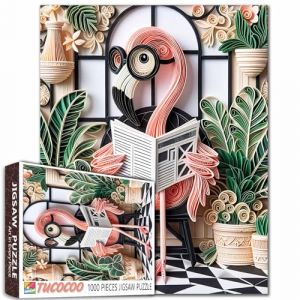 Tucocoo Puzzle de 1000 pi&egrave;ces pour adultes - Flamant rose - Lecture dans une chambre botanique - Puzzle d'art en papier fantaisiste - Cadeau pour la d&eacute;coration de la maison - Puzzle amusant pour d&eacute;fi (CocooTu, neuf)