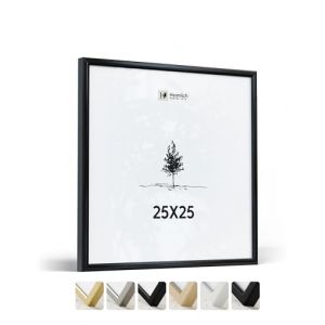 Heimlich® - Cadre photo - 25 x 25 cm, Aluminium, Noir - Petit cadre carré avec plastification - Montage mural uniquement (Mendota Merchants LLC, neuf)