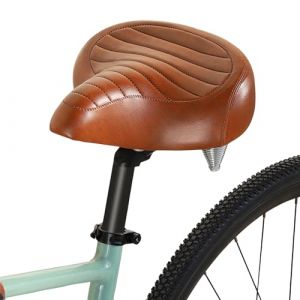 Selle de Velo Ultra Confortable, Extra Large, Rembourrage Doux, Selle Confort Bike, Homme et Femme Selle de Vélo Ergonomique, pour VTT Vélo de Ville Ebike Vélo Stationnaire Vélo D'extérieur (Marron) (ESSElidija, neuf)