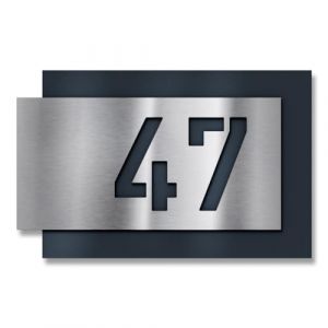 Metzler® numéro de maison inox personnalisable avec gravure laser et plaque anthracite RAL 7016 effet 3D – résistant aux intempéries, design moderne, 600 x 400 mm, extérieur façade (Metzler GmbH, neuf)