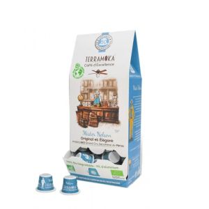 TERRAMOKA 60 Capsules Décaféiné Bio d’excellence 100% Pur Arabica du Pérou - Compatible avec les machines à Capsules Nespresso - Original et Elégant - Zéro Déchet - Mister Nelson - Torréfié en France (Moka - Meilleures Origines Kafé Arabica, neuf)