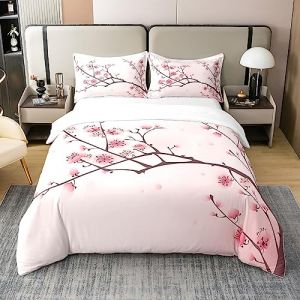 Parure de Lit 140x200 en Coton, Ensemble de Literie Fleurs de Cerisier, Housse de Couette À Fleurs de Style Japonais, pour La Chambre des Enfants Garçons Filles Ados, 1 Taie d'oreiller (Suzhou yiyanyun e-commerce Co., Ltd, neuf)