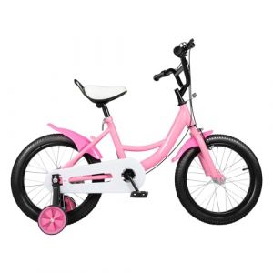KEESUNG Vélo pour enfant de 16 ", 16 ", pour fille, avec roues stabilisatrices amovibles et poignée antidérapante, pour garçons et filles à partir de 5 à 8 ans, rose (Arisumoo, neuf)