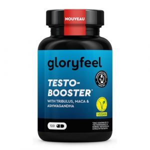 Testosterone Homme Booster Extra Hautement Dosé - Maca (20:1), Tribulus Terrestris (25:1), 500mg Fenugrec, Ginseng, Citrulline, Ashwagandha & Plus - 120 gélules véganes pour Hommes et Femmes (gloryfeel, neuf)