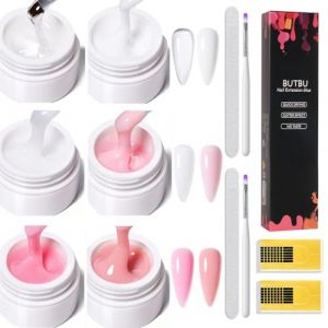 BUTBU Builder Gel, Kit Gel Construction Ongle UV 9-En-1, Rubber base Pose Americaine, Ongle UV/LED de Construction pour Extension Décoration et Répare Nail Art Manucure DIY 7.3 g (YuYuZoe, neuf)