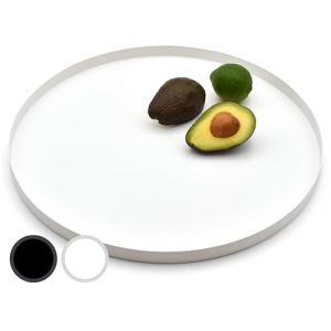 D&D Living&reg; Plateau de D&eacute;coration Rond &Oslash; 40 cm | Plateau de D&eacute;coration en M&eacute;tal Blanc Mat (D&D Living&reg;, neuf)