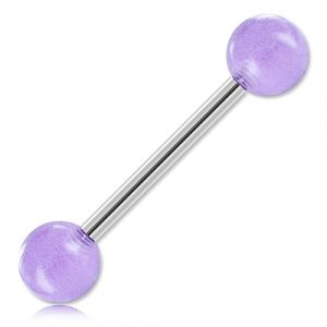 Inoki - Barbell de langue Phosphorescent uni - Jonc/Tige 1.6 mm, Long. int. 14 mm, Boule 5 mm - Violet (INOKI PIERCING, neuf)