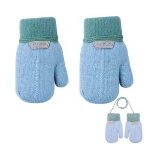 YLUFAC Bébé Gants Tricoté Hiver pour Enfant 1 à 3 ans Renard Moufles Epais Chaud avec Doublure Polaire Garçon Fille Gant d'hiver Chaud Moufles Ski Neige Gant avec Ficelle pour Enfant Cadeau de Noël (BINDUOSHOW, neuf)
