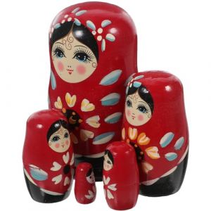 LIOOBO 1 Ensemble poup&eacute;e matriochka en Bois poup&eacute;es Poup&eacute;es de Nidification Imbrication Jouets d'&eacute;veil Russe Jouets Faits &agrave; pour Enfants de Bureau Rouge (qiuyuanyi, neuf)