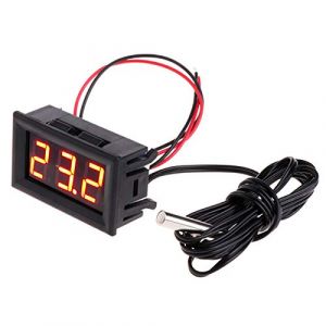 DAZZLEEX Thermom&egrave;tre num&eacute;rique avec sonde de 1 m, LED num&eacute;rique -50 ~ 110 &deg;C, thermom&egrave;tre DC 5-12 V pour voiture, panneau de mesure de la temp&eacute;rature de voiture, jauge rouge (housetag, neuf)