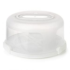 Spesh Boite &agrave; G&acirc;teau Portable en Plastique R&eacute;cipient &agrave; G&acirc;teau de 10 Pouces avec Couvercle Boite a Gateau Ronde Transport avec 3 Pinces - &Oslash; 30xH 15 cm(Blanc) (Spesh-eu, neuf)
