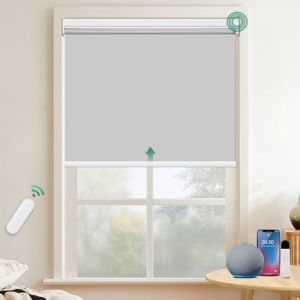 Allesin Stores Enrouleur Occultant &Eacute;lectriques avec ou sans Per&ccedil;age, avec Moteur & T&eacute;l&eacute;commande, pour fen&ecirc;tre ou Porte, 100% Protection Solaire, Gris 90 x 150 cm (l x L) (SpeeLight, neuf)