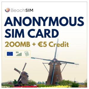 BeachSIM Pays-Bas Carte SIM pr&eacute;pay&eacute;e Anonyme Hollande Lebara (200MB & 5 EUR) (BeachSIM, neuf)