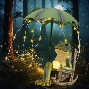 Fiotha Figurines de Grenouilles, Statue Solaire De Grenouille, D&eacute;coration De Jardin avec Parasol LED, D&eacute;coration De Jardin Solaire pour Terrasses, Jardins Et Pelouses, Imperm&eacute;able (DongGuanShi ChaoDaShangMao YouXianGongSi, neuf)