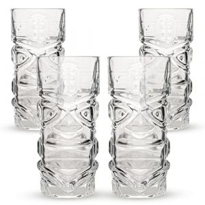 CKB LTD Lot de 4 verres à cocktail Tiki Bar, Gobelets hauts parfaits pour les fêtes hawaïennes à base de rhum, cocktails mélangés MAI Tai Long Island Thé glacé ou cocktails zombie, Transparent 450 ml (CKB_LTD, neuf)