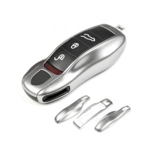 EULIMBQS Couverture clé de Case pour Porsche Macan Cayenne 718, Porte-clés de la Voiture de Voiture pour Porsche Cayman Panamera 911 Boxster (GT Silver) (LIMBQS-EU, neuf)