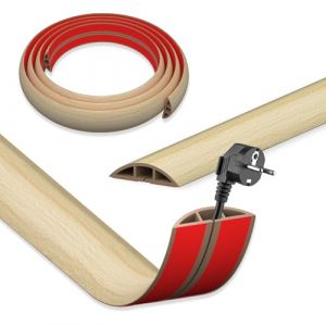 DIKARIYA Passe-c&acirc;bles blanc aspect bois autocollant, 5 cm x 1 m, petit passe-c&acirc;bles, blanc, flexible, pour l'ext&eacute;rieur, passe-c&acirc;bles, passe-c&acirc;bles, montage facile pour c&acirc;ble d'alimentation, maison (DIKARIYA EU, neuf)