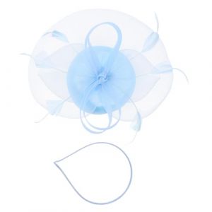 Sewroro Fascinateur Mariage en Maille L&eacute;g&egrave;re Bleu Clair Chapeau Bibi pour Femmes Bandeau D&eacute;coratif pour Tea Party et C&eacute;r&eacute;monie Accessoire Cheveux &Eacute;l&eacute;gant pour Banquet et F&ecirc;te (allDUO, neuf)