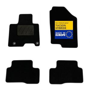 DBS &ndash; Tapis de Voiture - sur Mesure pour Hyundai Tucson Hybride d&egrave;s 01/2021 &ndash; Antid&eacute;rapants avec Clips de Fixation &ndash; 4 Tapis Auto Avant/arri&egrave;re &ndash; Moquette Noire (Housses Auto DBS, neuf)