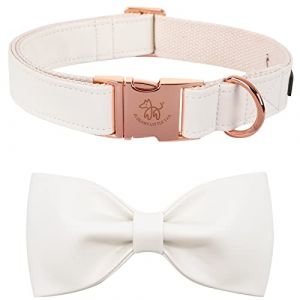 Elegant little tail Collier pour chien avec n&oelig;ud - Blanc - Avec n&oelig;ud de qualit&eacute; sup&eacute;rieure - Pour filles et gar&ccedil;ons - Pour chiens de taille moyenne (SUJUNASDPODU, neuf)