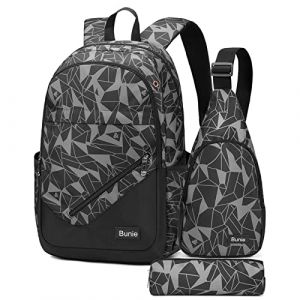 bunie Sac a Dos Enfants Garçons Grand Adolescent Sacs Scolaires, Cartables et Trousses Lycee Cartable Garcon Primaire Fille Ado Decole Sac Ecole Cadeau pour Garcon 10 12 14 16 Ans (Noir) (Bunie, neuf)