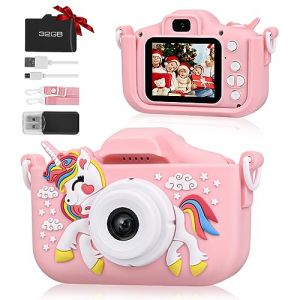 Appareil Photo Enfant, 2.0 Pouces Appareil Photo pour Enfants Numérique, Mini Caméra Enfant Rechargeable Caméscope Cadeau Jouet Filles Garçons de 3 à 12 Ans, vidéo HD 1080p, 32G SD Carte (Rose) (Czoele Trading, neuf)