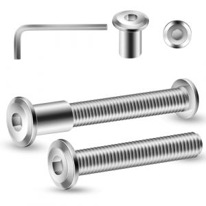 Lot de 20 vis de connexion M5 x 50 mm, vis à douille, vis de meubles, connecteur de meubles pour meubles, armoires (20 vis de meubles, 20 écrous douilles, 1 clé Allen) (Weidemaoyi, neuf)