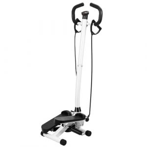 Mini Stepper d'escalier, Steppers pour l'exercice à la Maison, de réglage Hauteur avec Guidon, Fitness hydraulique Bandes résistance, d'escalier torsadé Coussinet Choc Noir (Wionboa, neuf)