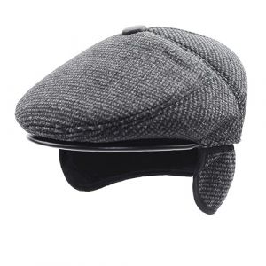 iEasey Casquette Plate d'hiver pour Homme avec Cache-Oreilles Casquette Beret Vintage Lvy Chapeau Bonnet Casquette à Visière avec Oreillettes Casquette Plate en Tweed en Laine (CYS-Direct, neuf)