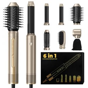 Hair Styler 6 en 1, Airbrush, Air Styler 6 en 1 avec Seche Cheveux, Boucleur Automatique, Brosse Soufflante Brushing, Brosse Lissante, Seche Cheveux 6 en 1 pour Sécher, Boucler, Lisser (SHUANG DING XIN, neuf)