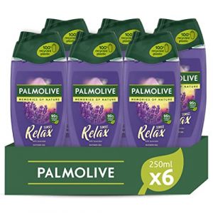 Palmolive Memories of Nature - Sunset Relax - Mousse de douche pour femme - Formule d&eacute;licate test&eacute;e dermatologiquement - Peau douce et parfum repoussant les champs de lavande - 6 x 250 ml (IwonaTEC, neuf)