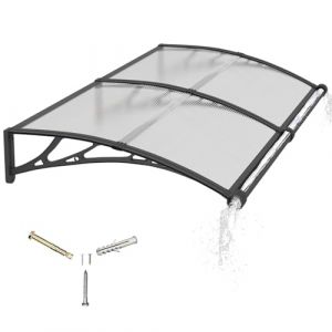 Auvent pour Porte d'entr&eacute;e 240x100cm,Toit Marquise avec Goutti&egrave;re en Polycarbonate Protection Contre Pluie,UV et la Neige Support Robuste en ABS Durable (GGNEBAI, neuf)