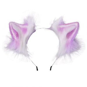 Bandeau Cheveux Femme Peluche loup pliable chat oreilles de chat de chat bandeau contraste couleur simutation animal cheveux cerceau japonais kawaii cosplay casque de cosplay Bandeau Cheveux Homme(Lav (钟祥市微琼维商贸有限公司, neuf)