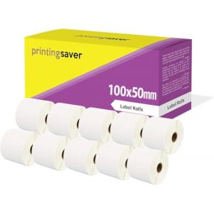 10 Compatibles Rouleaux 100mm x 50mm Étiquettes thermique pour Zebra GK420d GK420t GC420d GX420d GX420t GC420t GX430t GT800 LP2844 TLP2844 Citizen CL-S521 CL-S621 CL-S631 (1000 Étiquettes par Rouleau) (Printing Saver, neuf)