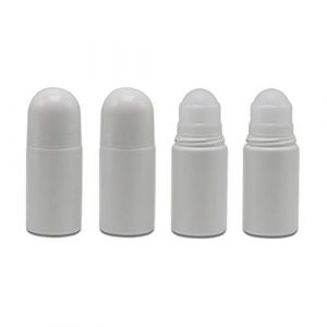 4pcs 50ml / 1.7oz blanc vide en plastique rechargeable Roll-on bouteille bouteille de Voyage preuve preuve de Roller Ball pour bricolage d&eacute;sodorisant Parfum dAromath&eacute;rapie (Yanyahappy Shop, neuf)